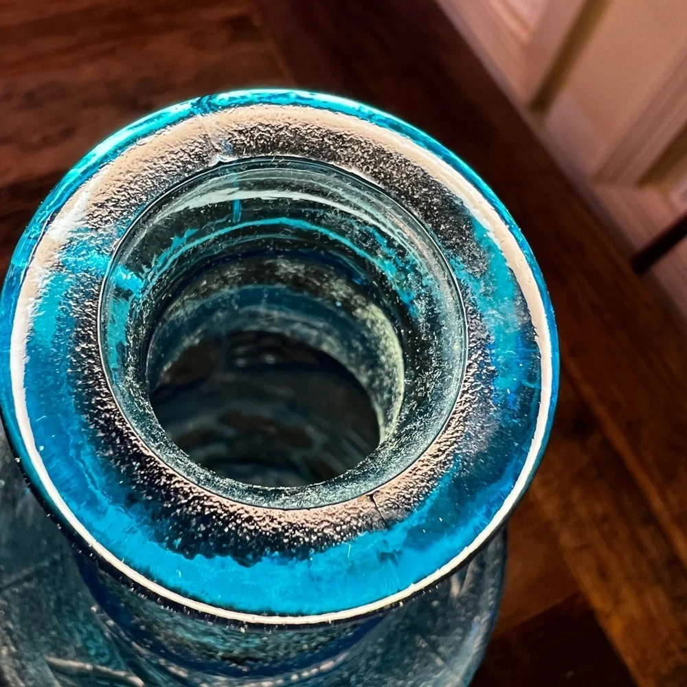 Vintage Empoli Glass 15” Blue Genie Bottle Decanter Vase No Stopper MCM